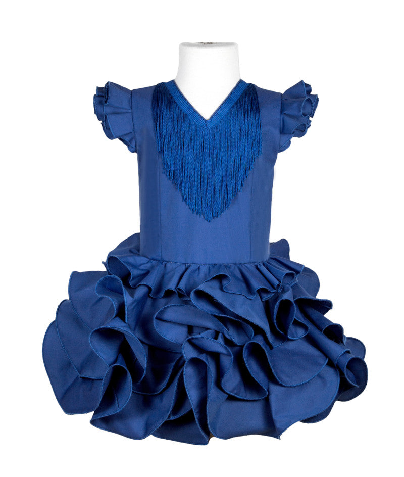 Traje de flamenca niña clásico celeste barato MiBebesito