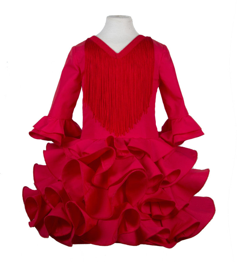 Traje de flamenca niña clásico rojo barato MiBebesito