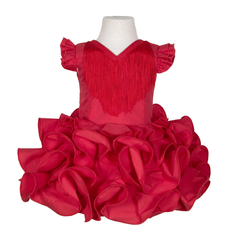Traje de flamenca niña clásico rojo barato MiBebesito