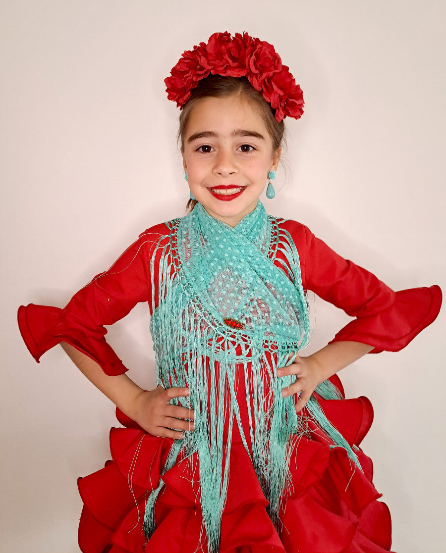 Traje de flamenca niña básico rojo