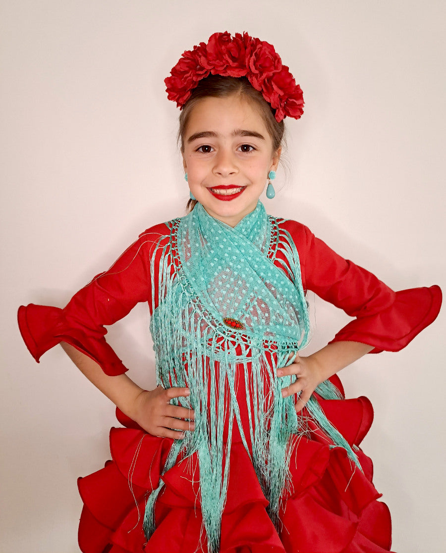 Traje de flamenca niña clásico rojo barato MiBebesito