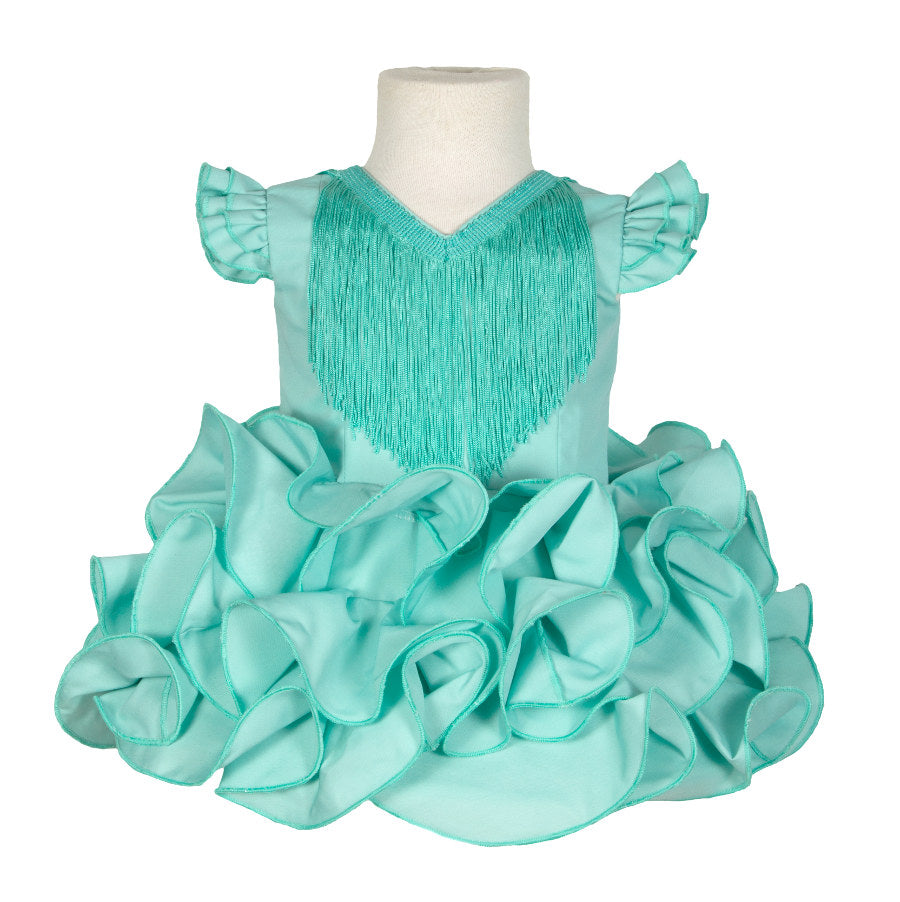 Traje de flamenca niña básico verde agua