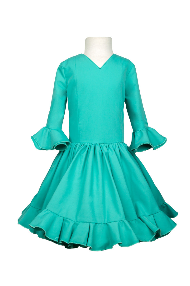 Traje de flamenca para niña verde agua