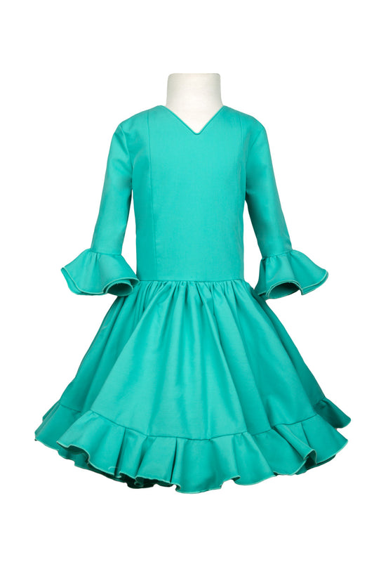 Traje de flamenca para niña verde agua MiBebesito