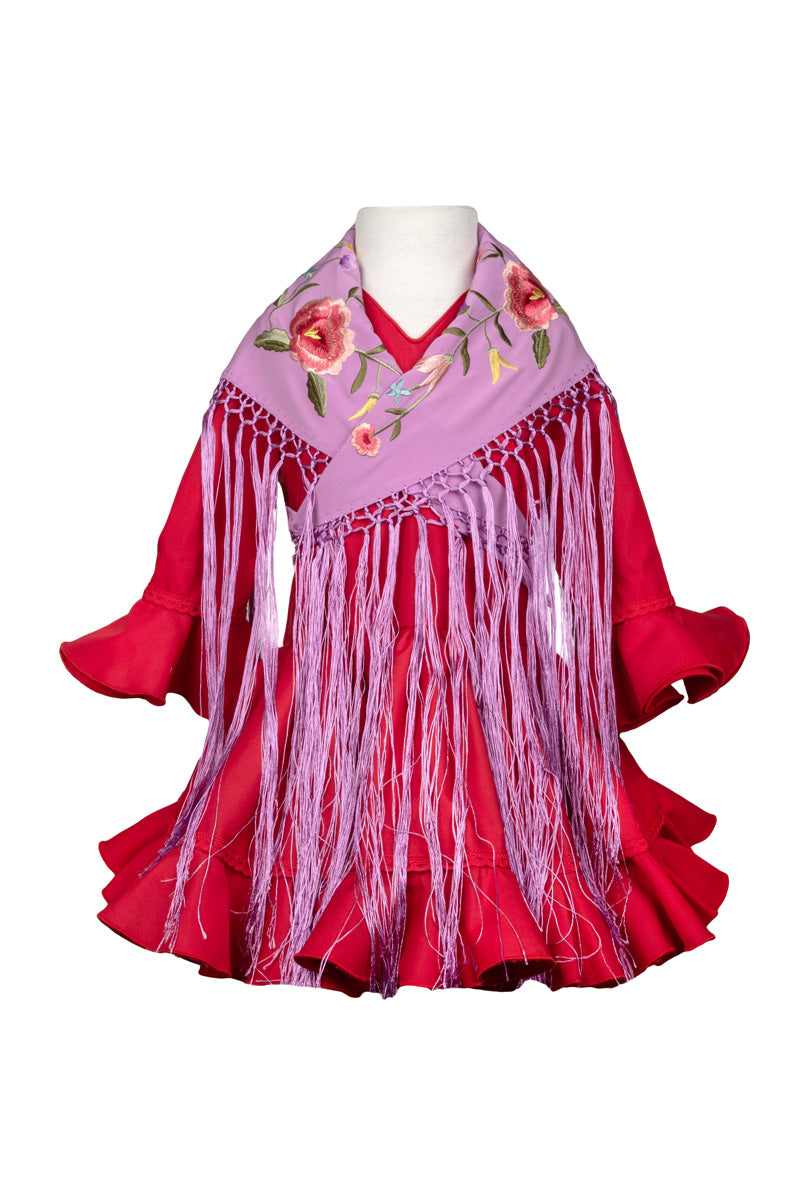 Traje de flamenca corto para niña de capa rojo MiBebesito