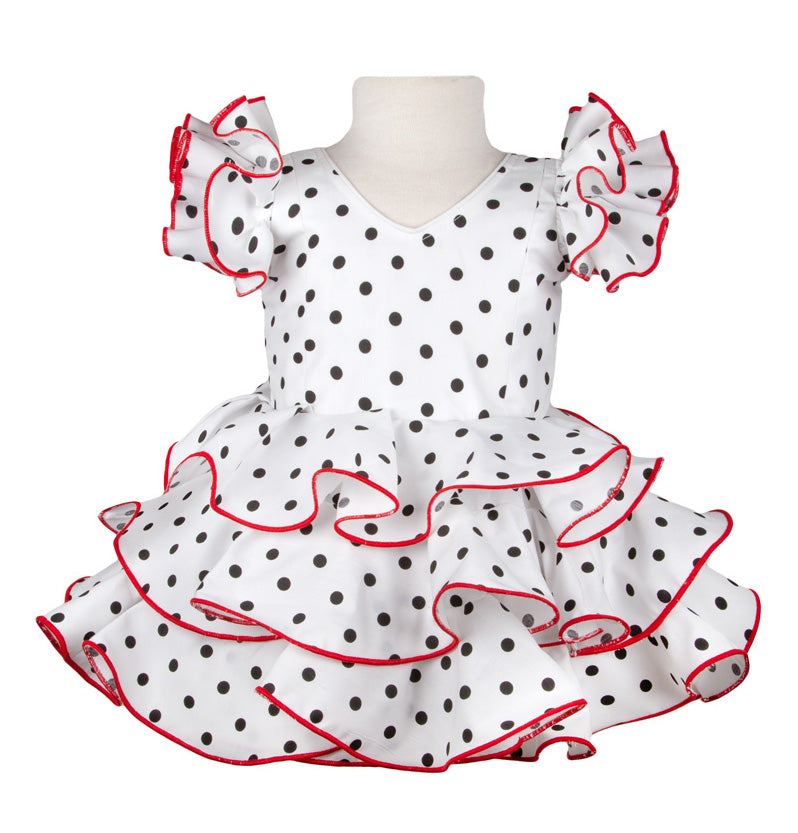Traje de flamenca niña lunar negro repulgo rojo MiBebesito