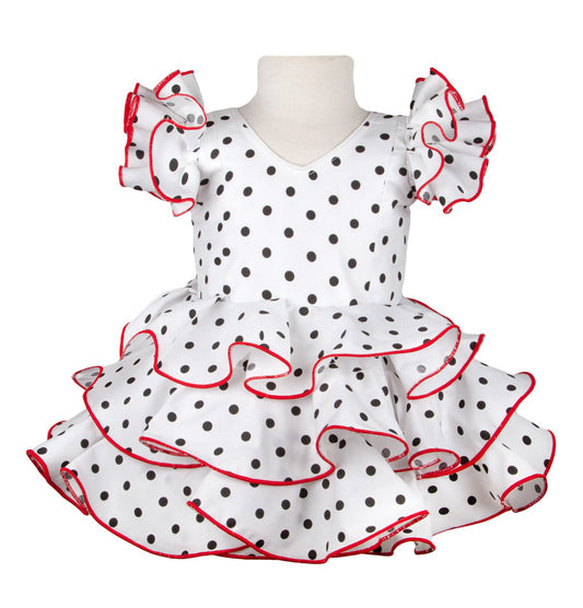 Traje de flamenca niña lunar negro repulgo rojo MiBebesito